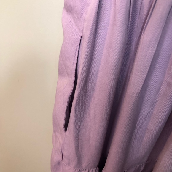 Zesica Lavender One Shoulder Flounce Smocked Tiered Leg Slit Midi Dress, Pockets - Picture 10 of 11